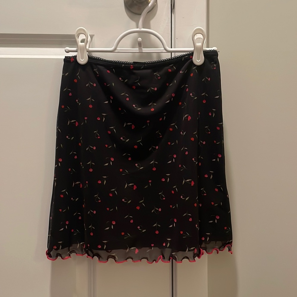 Urban Outfitters black mesh floral mini skirt (XS)